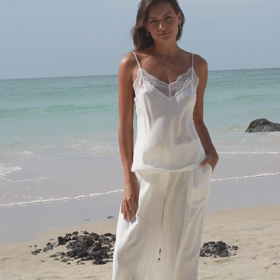 Frankie silk cami in Ivory by LILLY PILLY