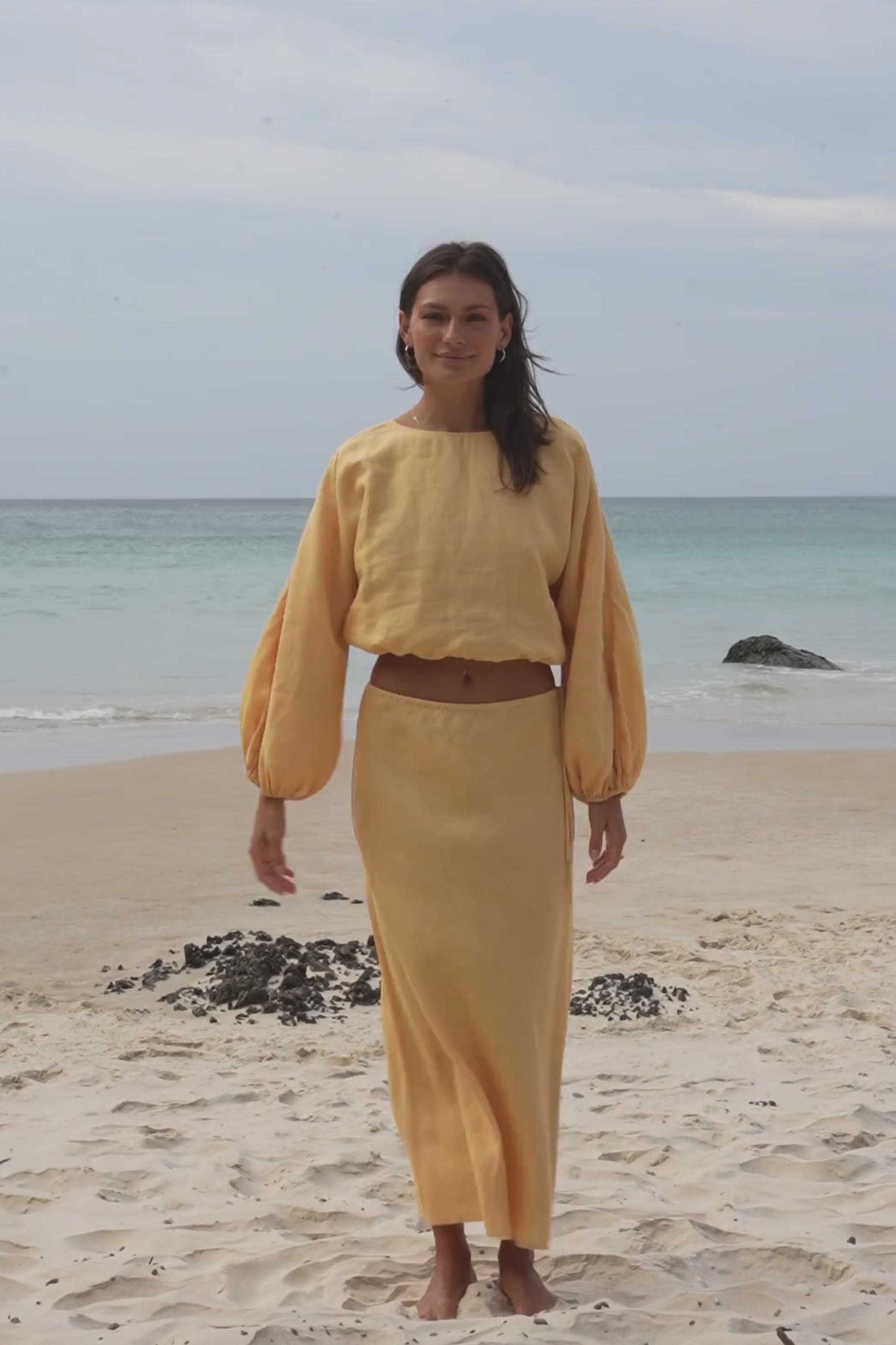 LILLY PILLY Riley linen skirt in Butter