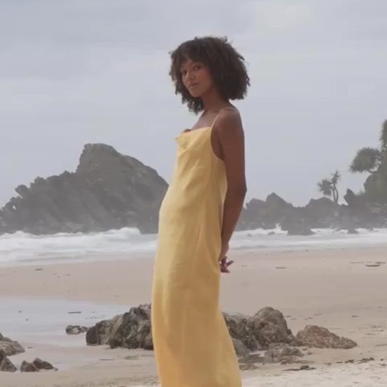 LILLY PILLY Allegria linen dress in Butter