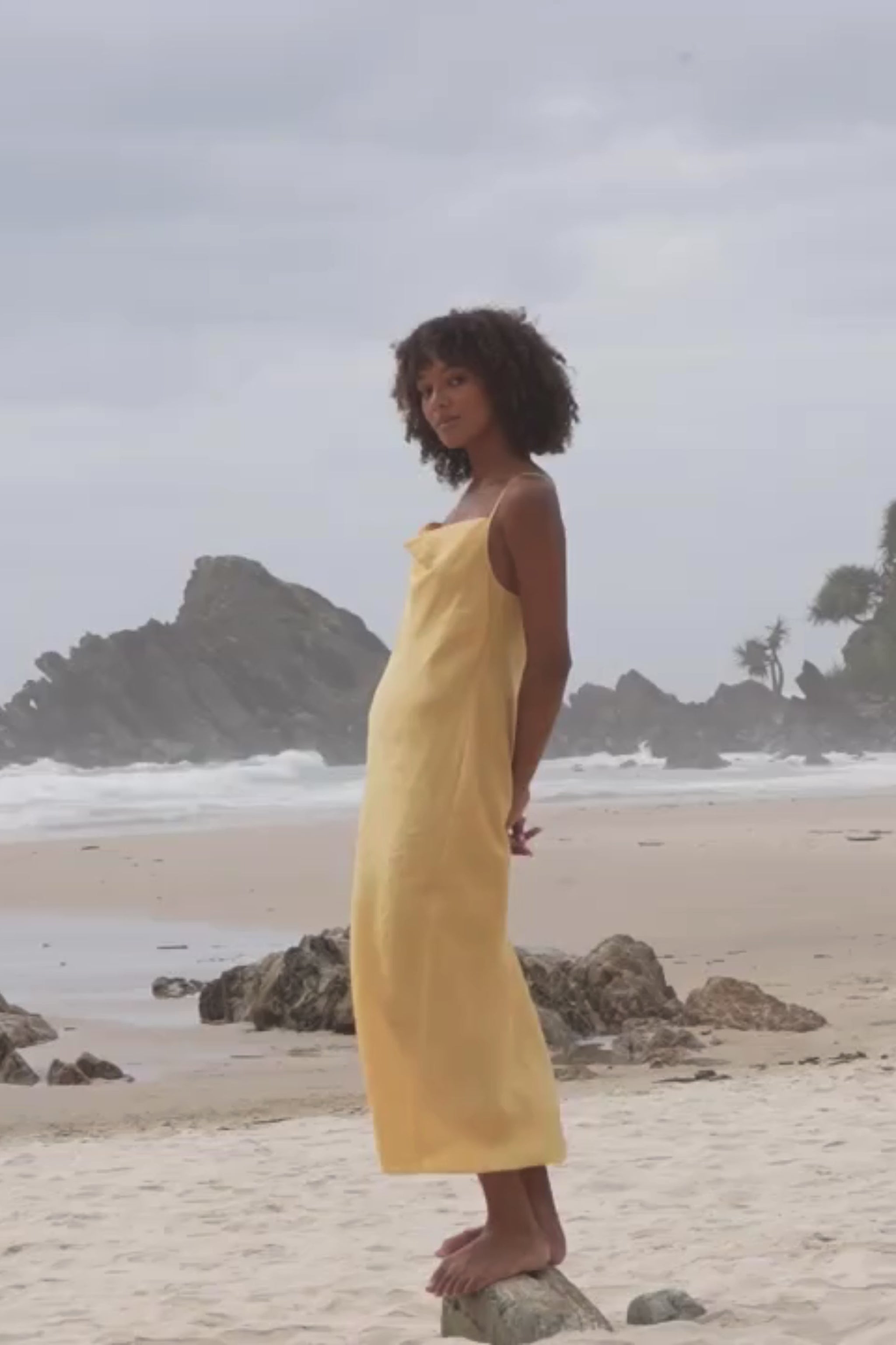 LILLY PILLY Allegria linen dress in Butter