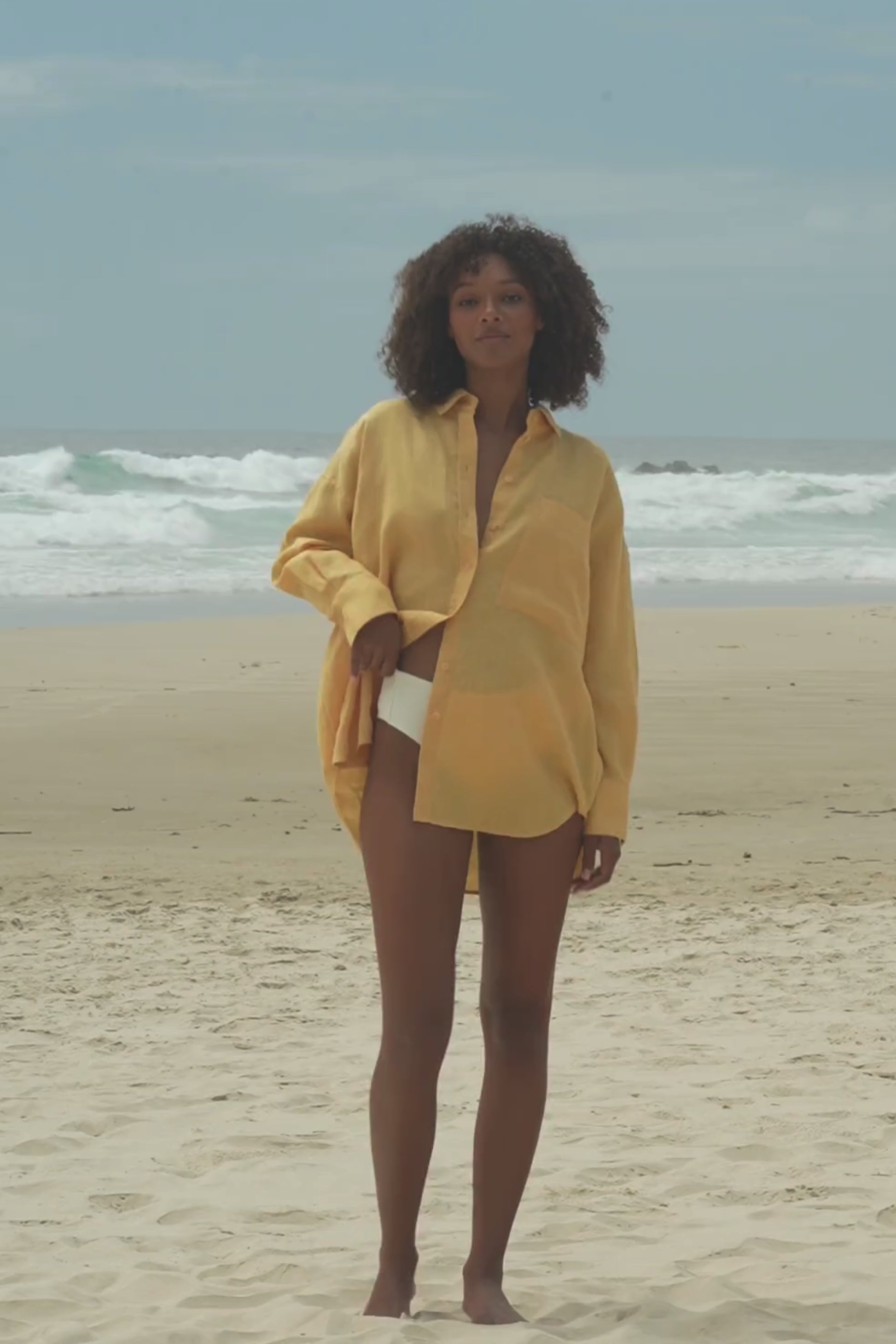 Lilly Pilly Collection Kirra shirt made from 100% Organic linen in Butter