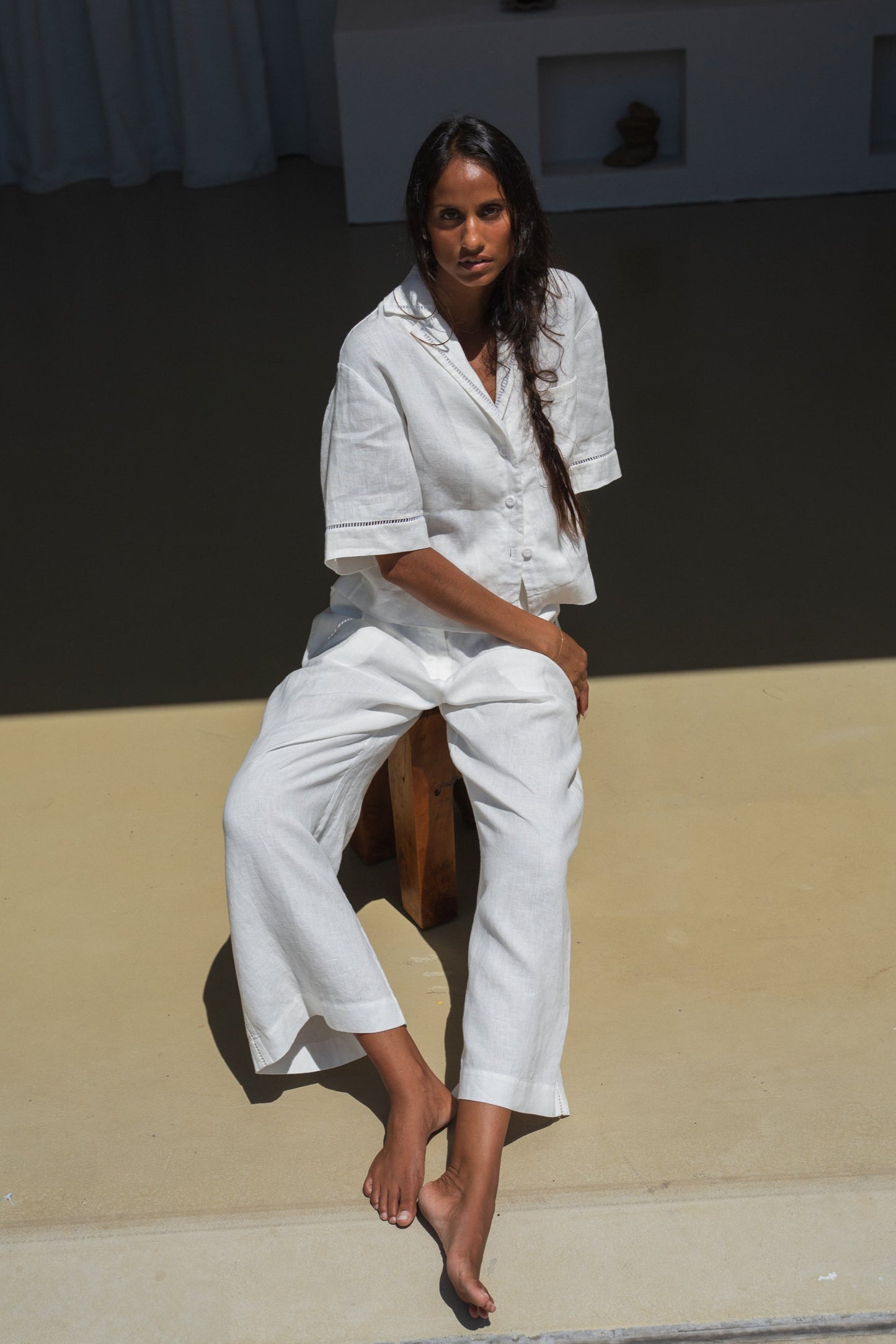 RIKA IVORY LINEN PANTS