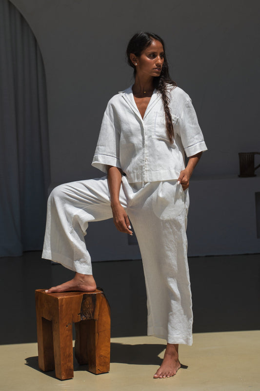 RIKA IVORY LINEN PANTS