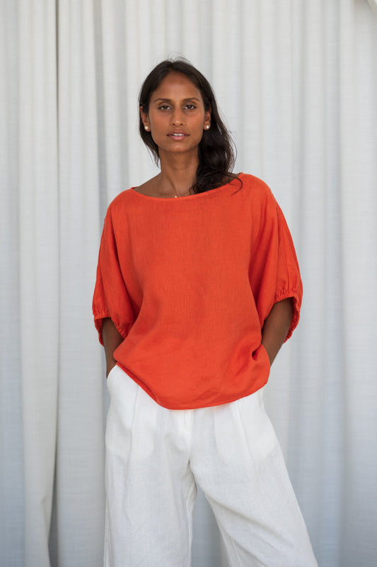 TINA SPRITZ LINEN TOP