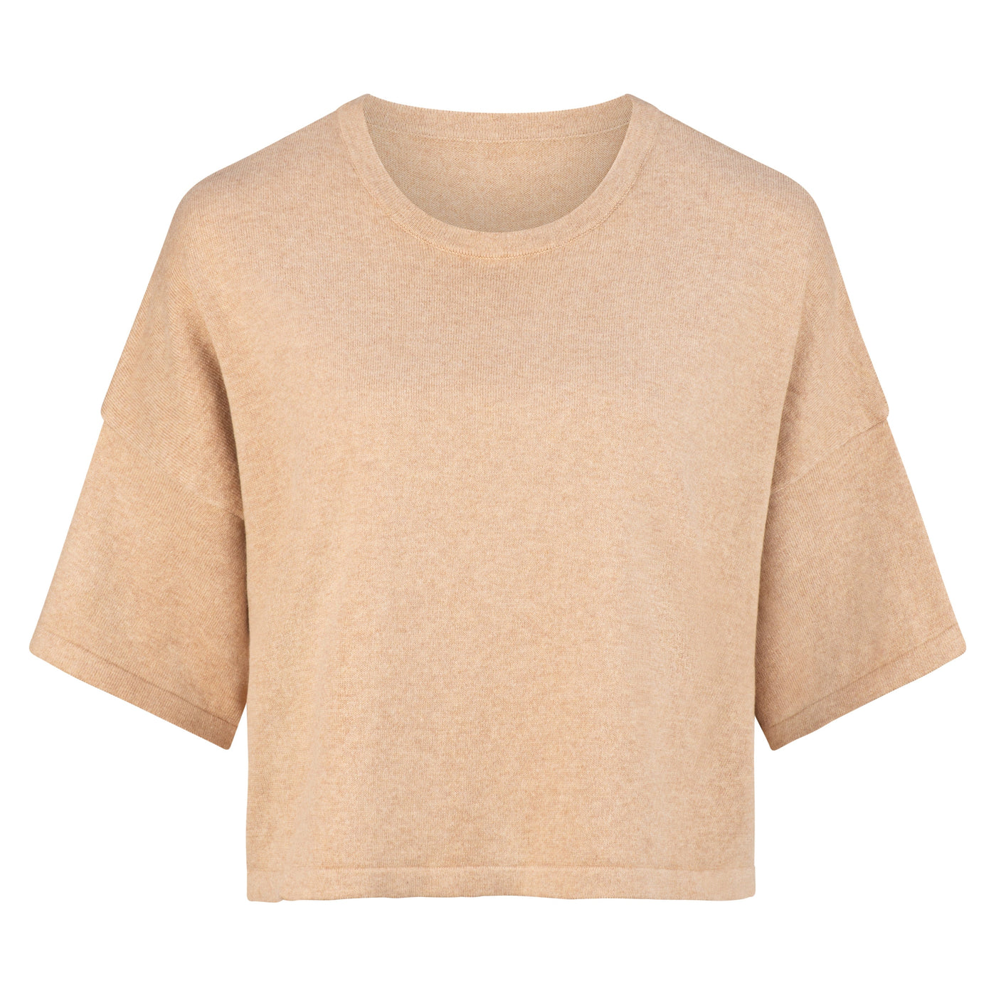 Lilly Pilly Collection Anna knit top made of cotton and cashmere in Oatmeal. 3D model image showing front view.