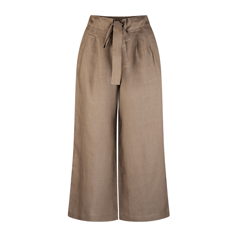 LILLY PILLY Collection 100% organic linen Ava Pants in Earth as 3D model front view