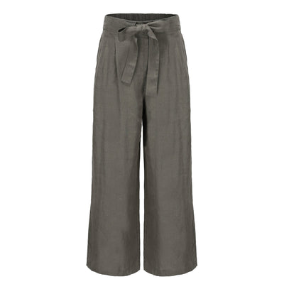 LILLY PILLY Collection 100% organic linen Ava Pants in Khaki as a 3D model front view