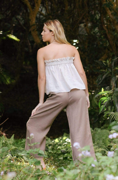 LILLY PILLY Collection 100% organic linen Ava Pants in Earth