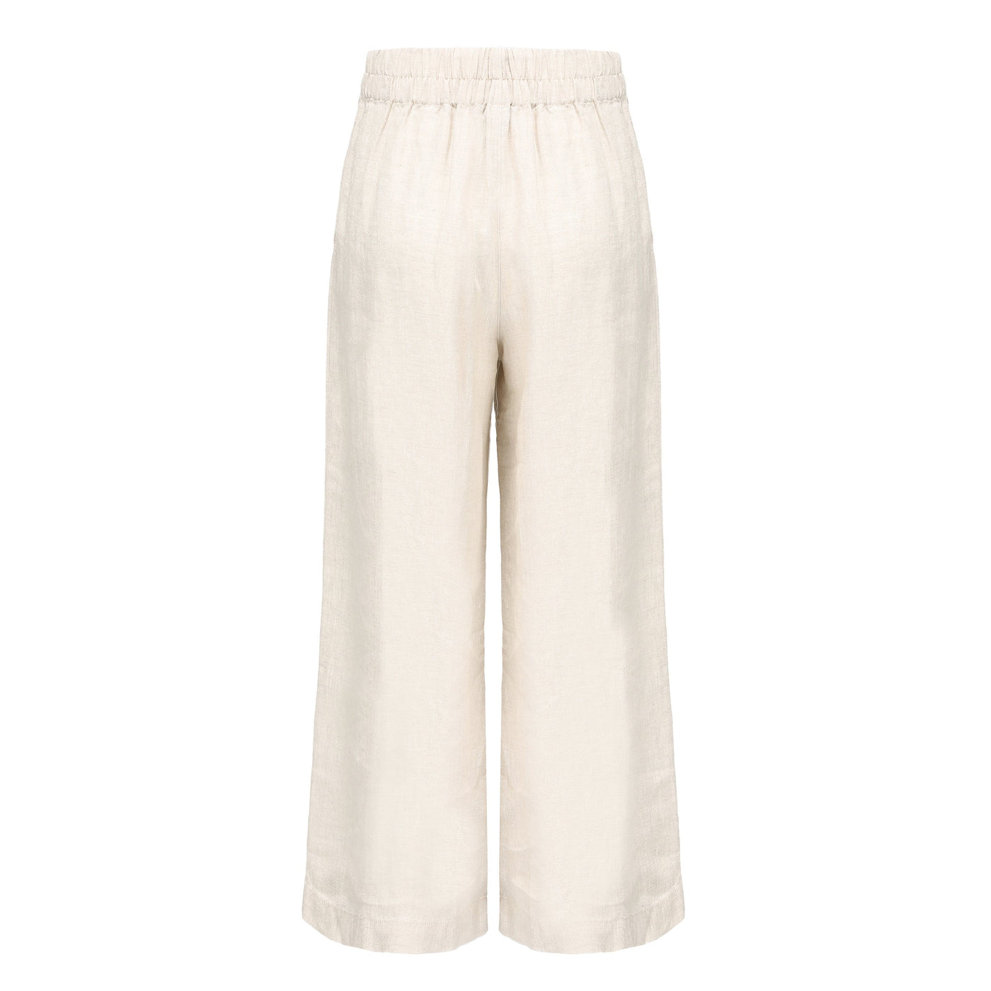 LILLY PILLY Collection 100% organic linen Ava Pants in Oatmeal as 3D image showing back view
