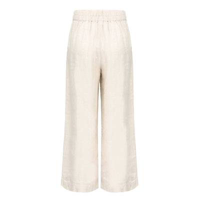LILLY PILLY Collection 100% organic linen Ava Pants in Oatmeal as 3D image showing back view