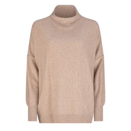 LILLY PILLY Collection Cala Cashmere Tunic made of recycled cashmere in Oatmeal. 3D model showing front view.