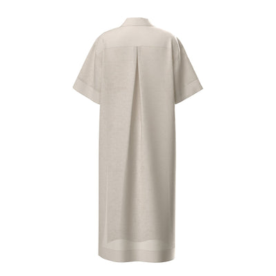 LILLY PILLY Collection Carly shirt made from 100% Organic linen in Oatmeal, as 3D model showing back view