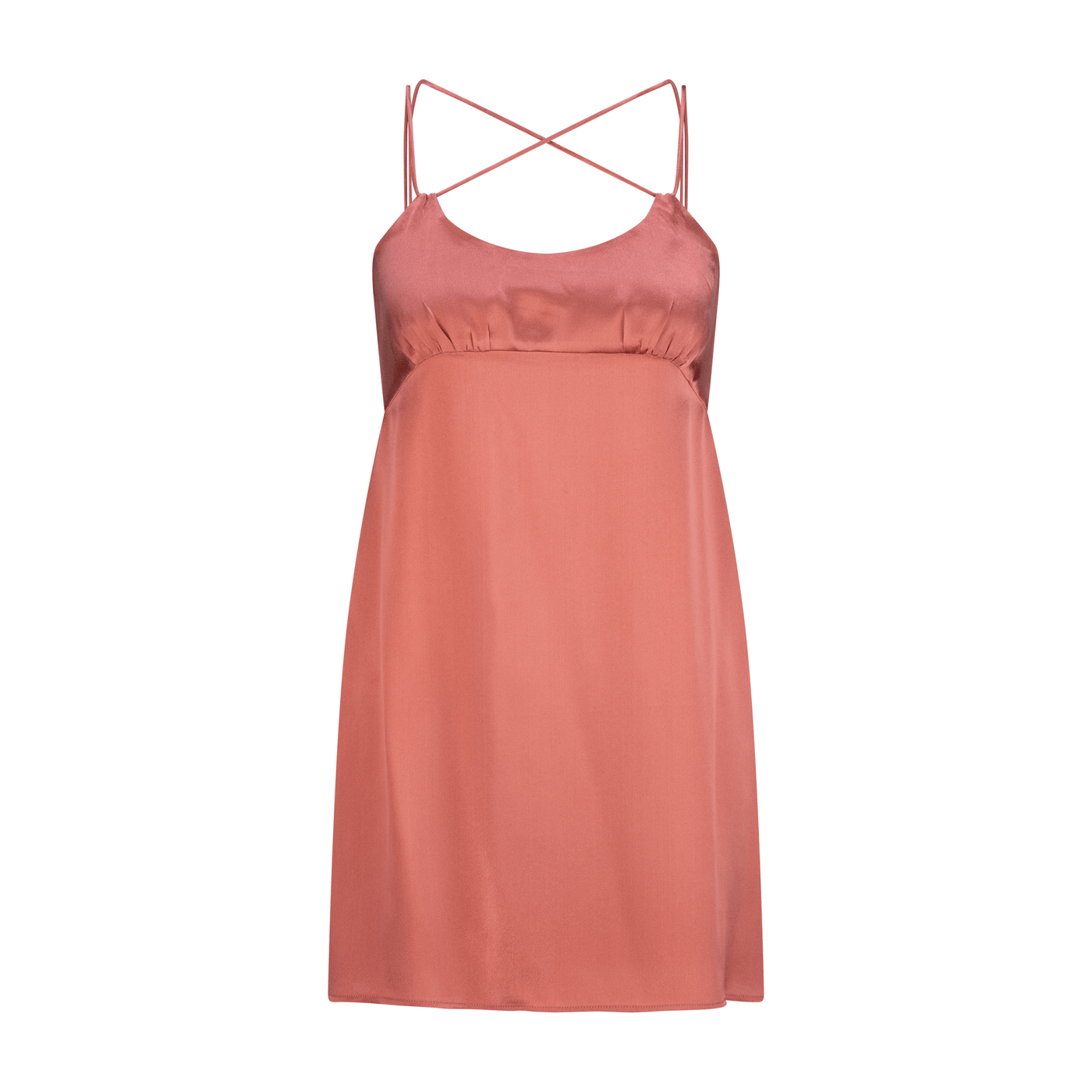 Lilly Pilly Collection bluesign® certified silk Ella Slip in Dusty Pink, as a 3D image of front view