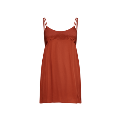 Lilly Pilly Collection bluesign® certified silk Ella Slip in Rust, as a 3D image of front view