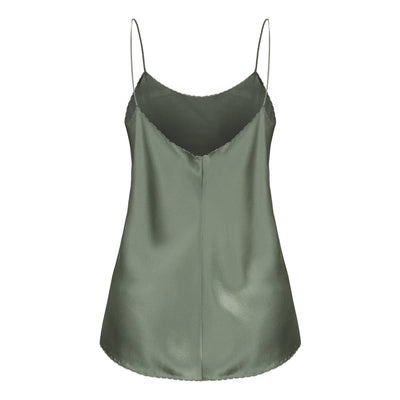 Lilly Pilly Collection bluesign® certified silk Eva Cami in Khaki as 3D image showing back view