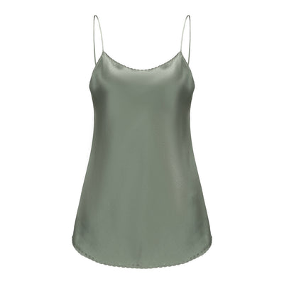 Lilly Pilly Collection bluesign® certified silk Eva Cami in Khaki as 3D image showing front view