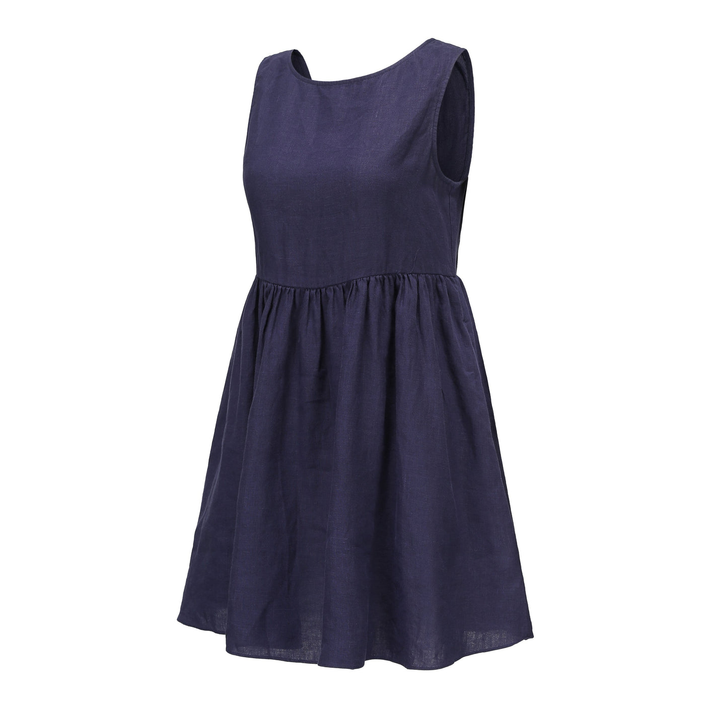 Lilly Pilly Collection 100% organic linen Harper Dress in Denim Blue as 3D model side view