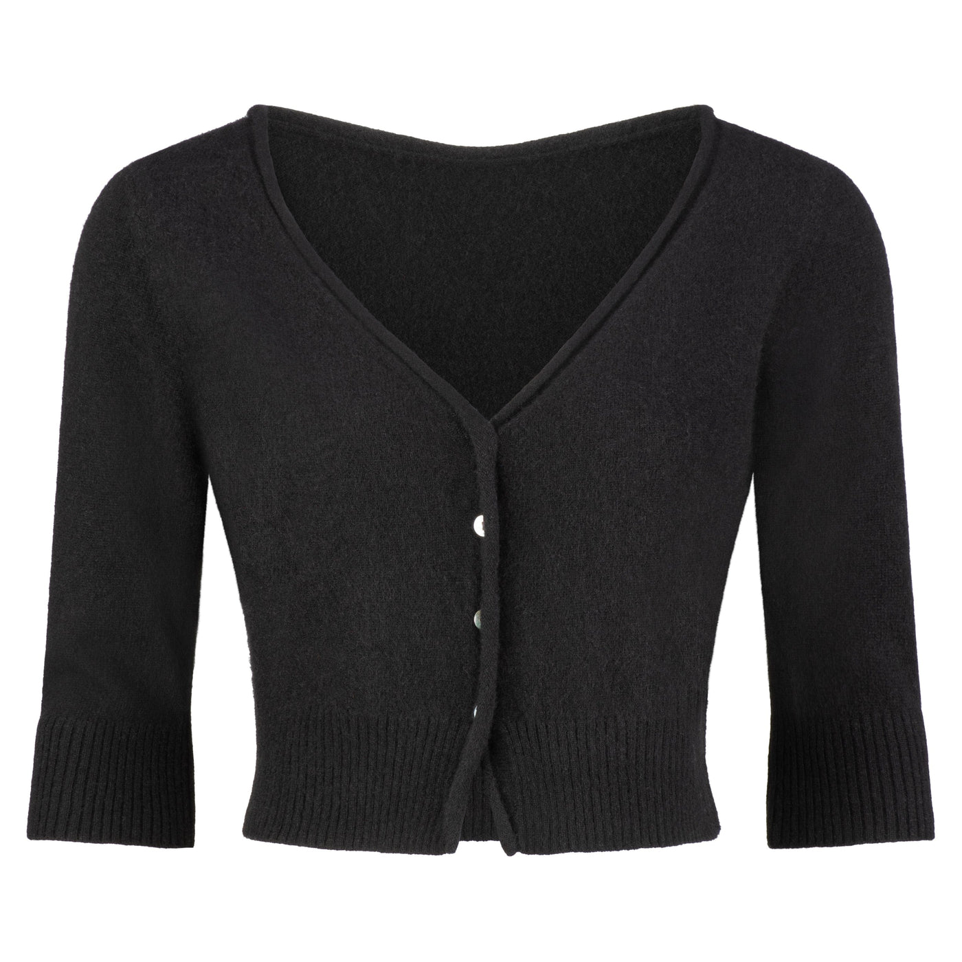 Lilly Pilly Collection recycled Cashmere cardigan top as 3D image in Black