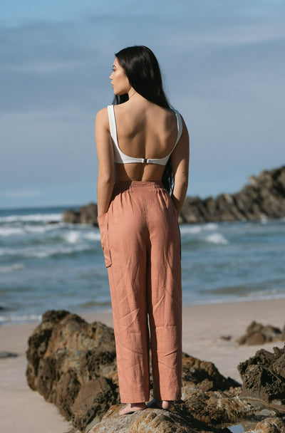 Lilly Pilly Collection 100% organic linen Kylee Linen Pants in Sandalwood