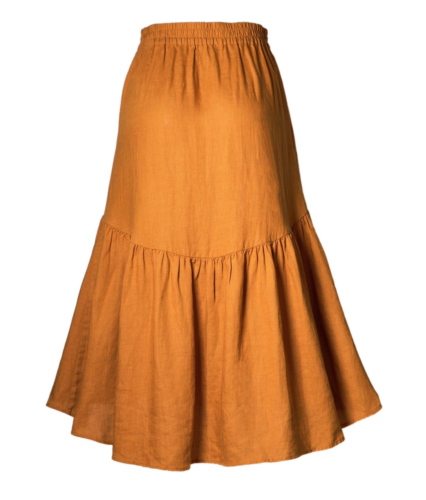 Lilly Pilly Collection 100% organic linen Lola Skirt in Cinnamon as 3D model back view