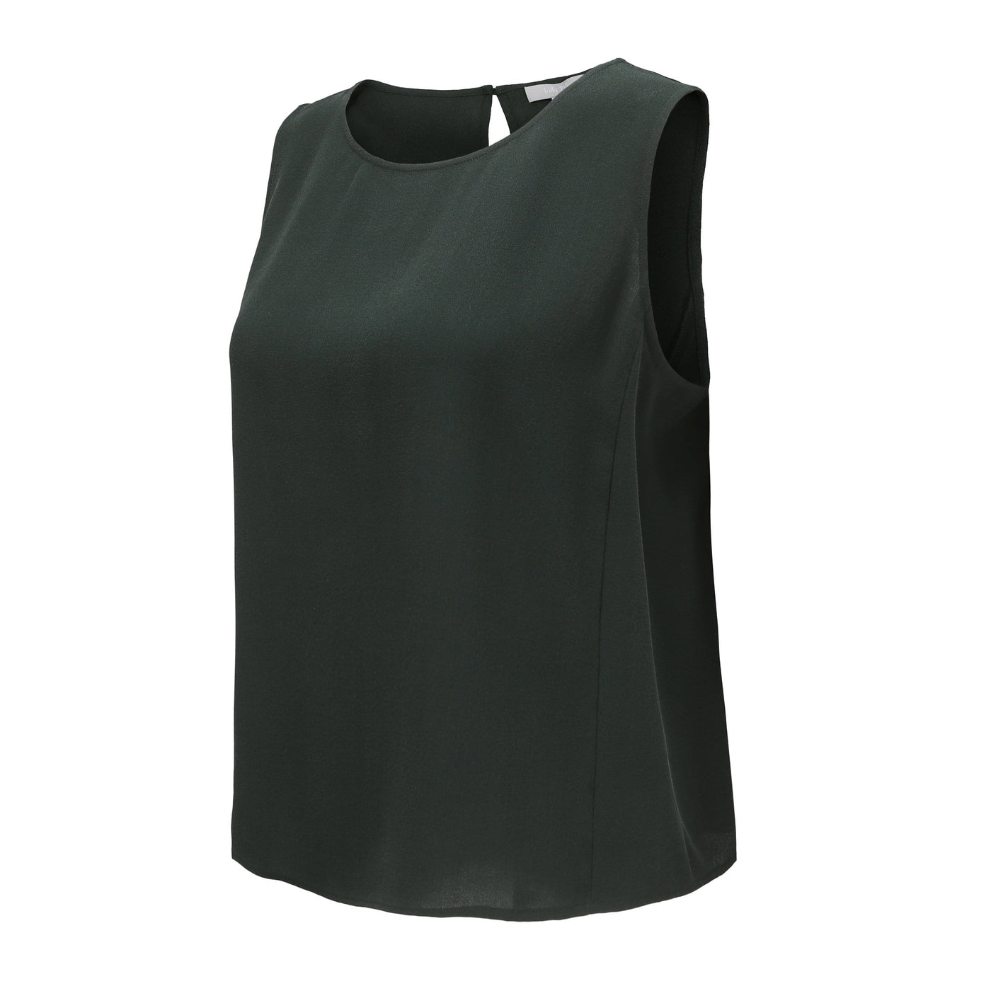 Lilly Pilly Collection bluesign® certified silk Lulu Tank in Bottle Green as 3D image showing front and side view