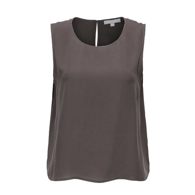 LILLY PILLY Collection bluesign® certified silk Lulu Tank in Chocolate as 3D model showing front view