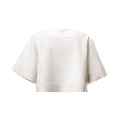 Lilly Pilly Collection Maya top made from 100% Organic linen in Ivory, as 3D model showing front view