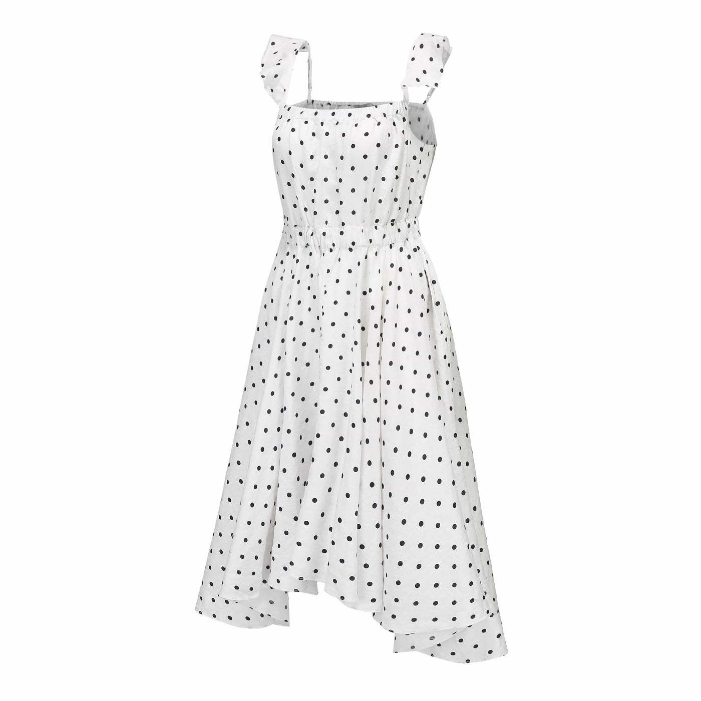Lilly Pilly Collection 100% organic linen Mia Dress in Polka Dot as 3D model side view