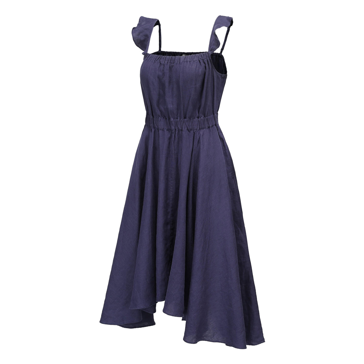 Lilly Pilly Collection 100% organic linen Mia Dress in Denim Blue as 3D model side view