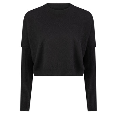 Lilly Pilly Collection Miri Cashmere knit made of recycled cashmere in Black as a 3D model (front view)