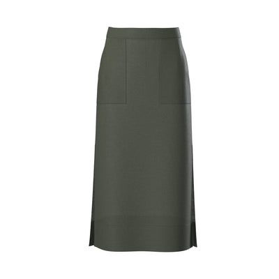 Lilly Pilly Collection Nadi skirt made from 100% Organic linen in Khaki, as 3D model showing front view