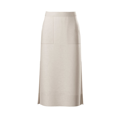 Lilly Pilly Collection Nadi skirt made from 100% Organic linen in Oatmeal, as 3D model showing front view