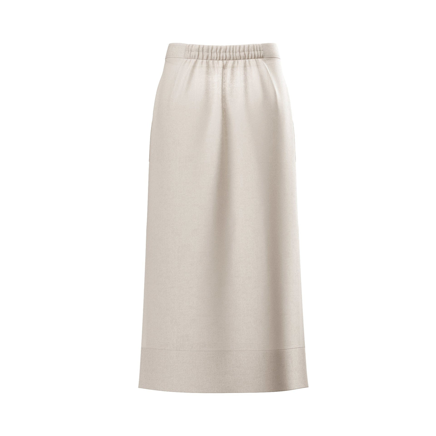 Lilly Pilly Collection Nadi skirt made from 100% Organic linen in Oatmeal, as 3D model showing back view.