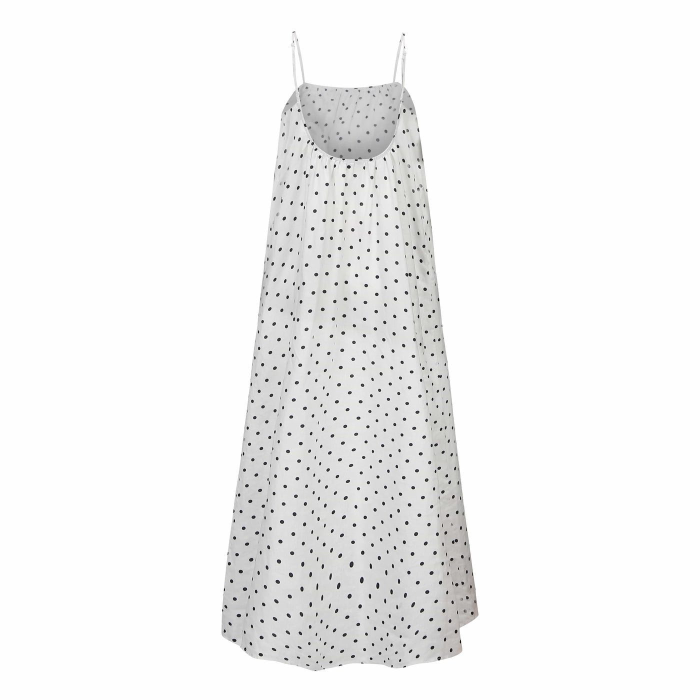 Lilly Pilly Collection 100% organic linen Olive Dress in Polka Dot as 3D image showing back view