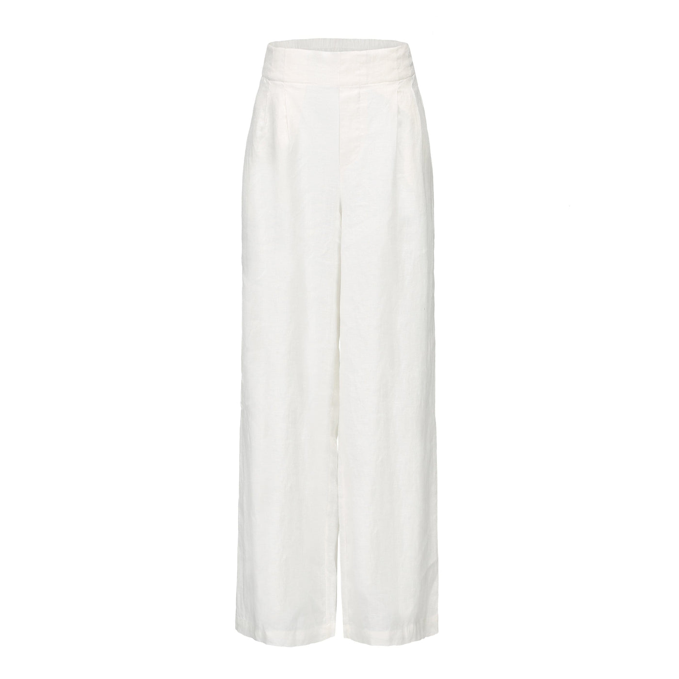 Lilly Pilly Collection 100% organic linen Olivia Pants in Ivory as 3D image showing front view