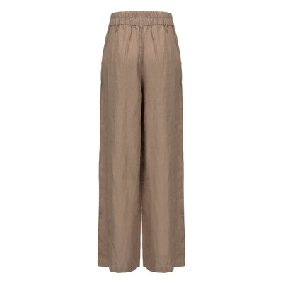 Lilly Pilly Collection 100% organic linen Olivia Pants in Earth as 3D image showing back view
