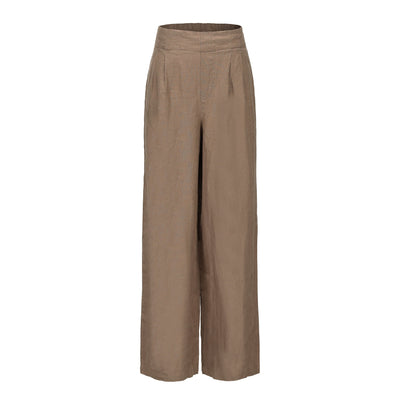 Lilly Pilly Collection 100% organic linen Olivia Pants in Earth as 3D image showing front view