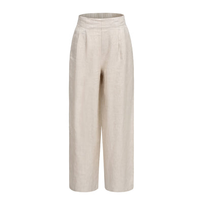Lilly Pilly Collection 100% organic linen Olivia Pants in Oatmeal as 3D image showing front view