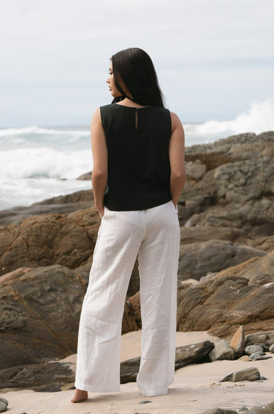 Lilly Pilly Collection 100% organic linen Olivia Pants in Ivory