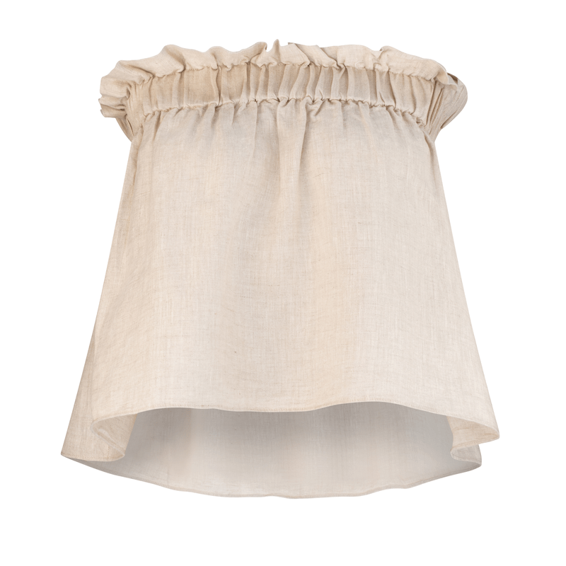 Lilly Pilly Collection 100% organic linen Pippa Top in Oatmeal, as 3D image showing front view
