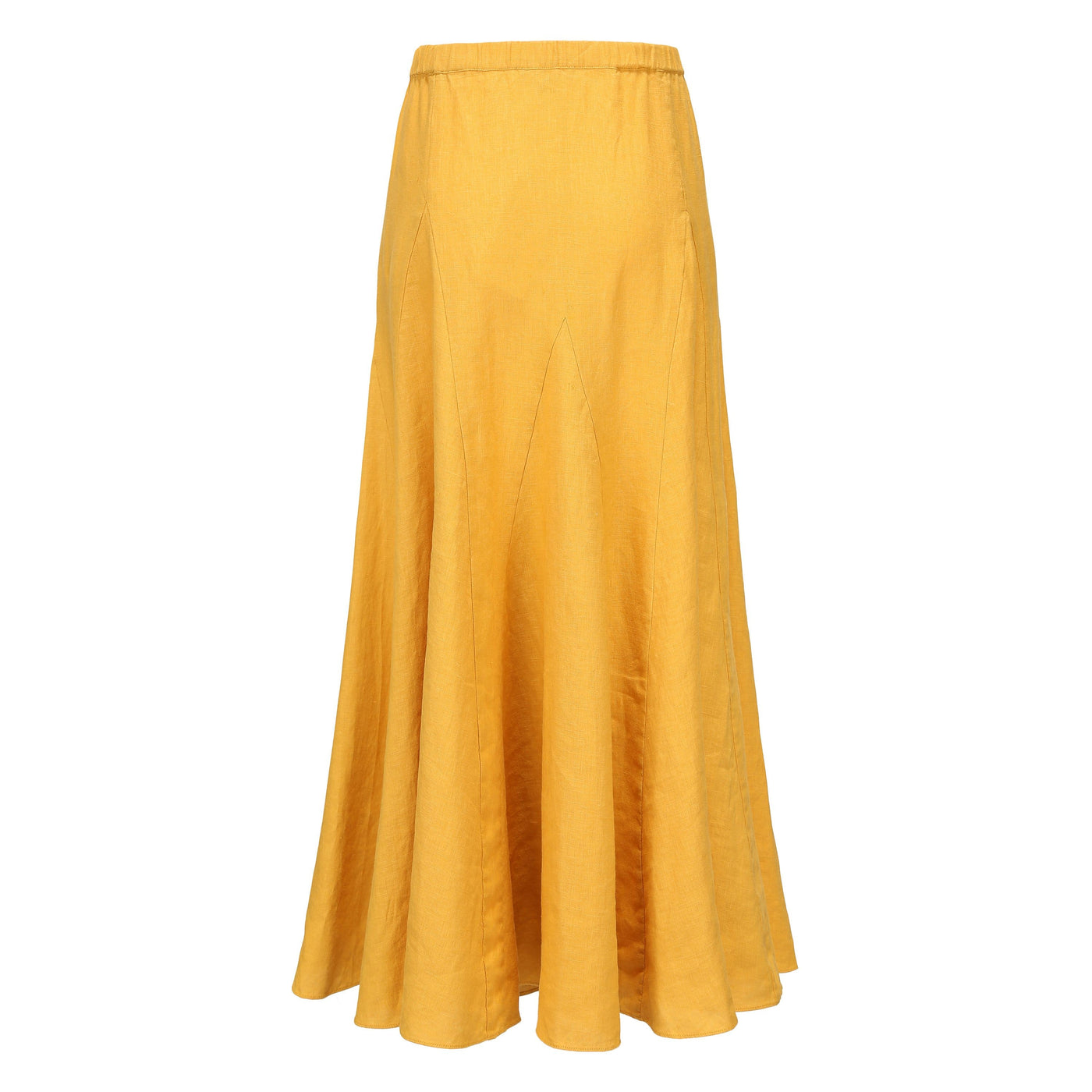 Lilly Pilly Collection 100% organic linen Stella Skirt in Sunflower as 3D image showing back view