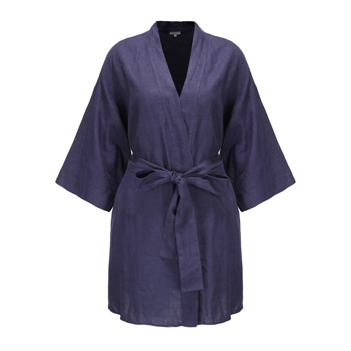 Lilly Pilly Collection 100% organic linen Summer Kimono in Denim Blue as 3D model front view
