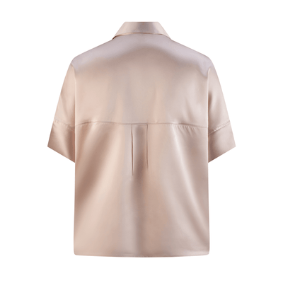 Lilly Pilly Collection bluesign® certified pure silk Toni Shirt in Crystal Pink, as 3D image showing back view