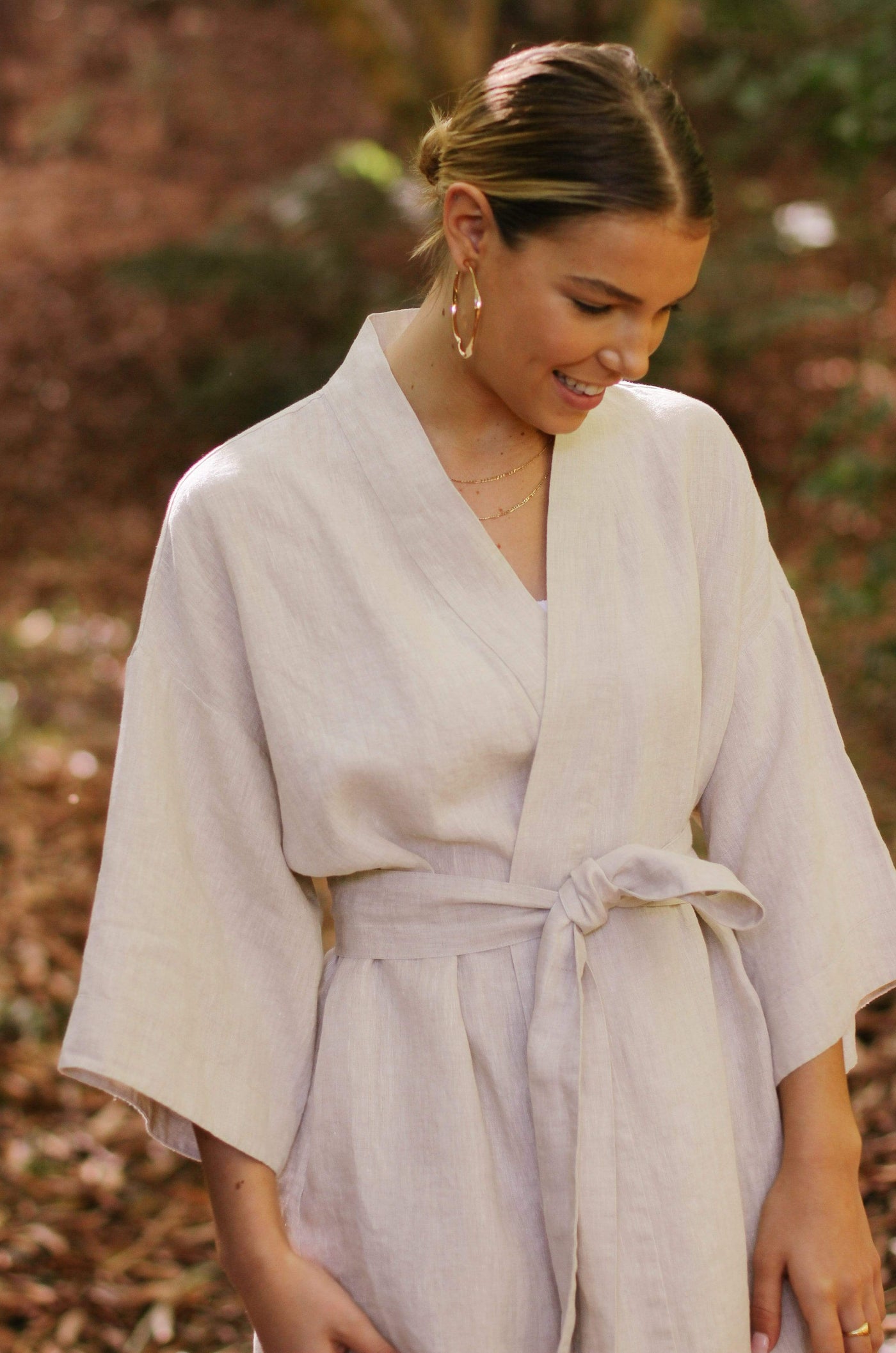 Lilly Pilly Collection 100% organic linen Summer Kimono in Oatmeal