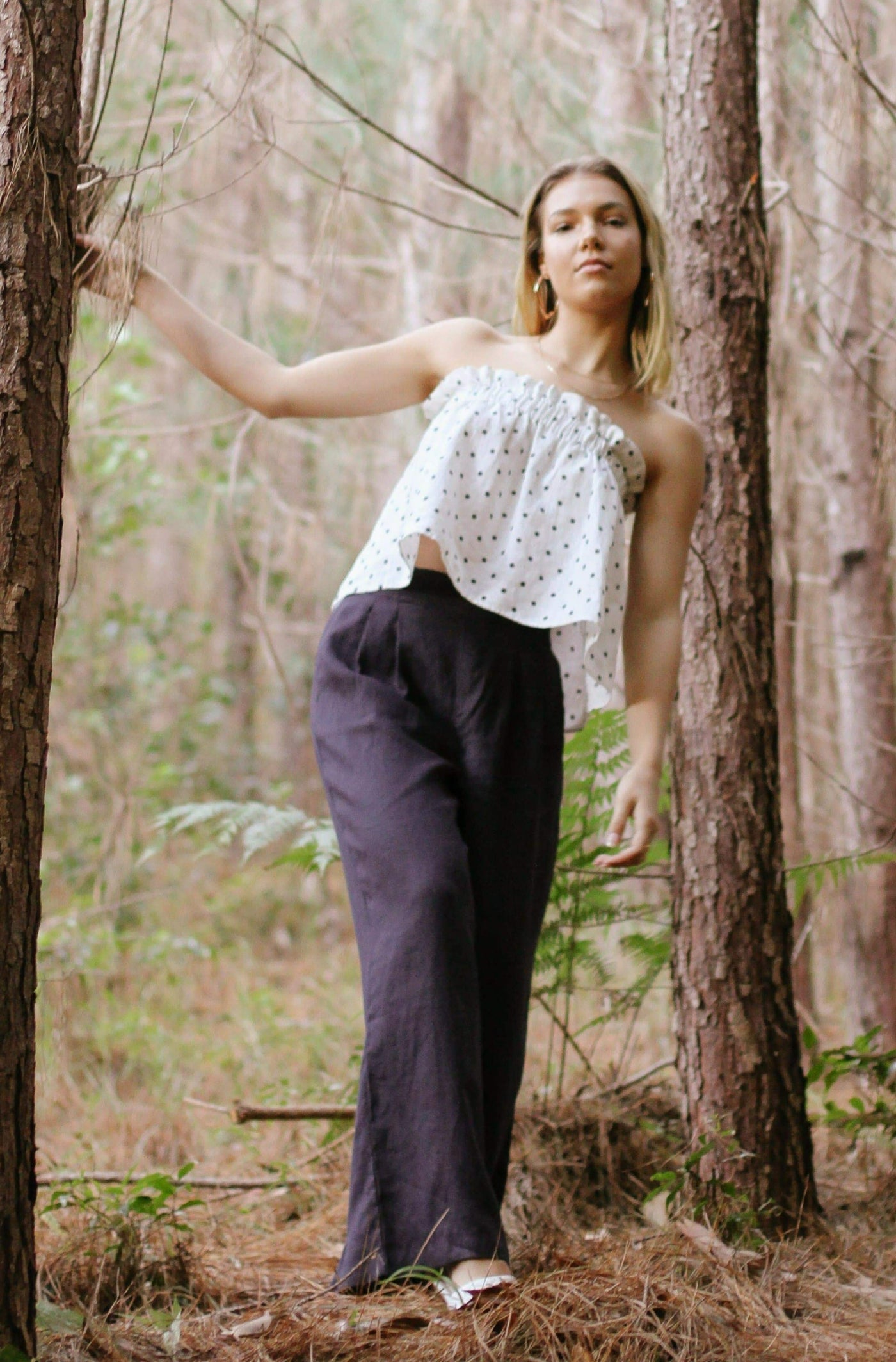 Lilly Pilly Collection 100% organic linen Olivia Pants in Navy